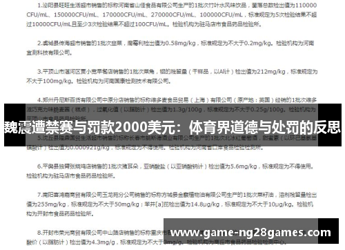 魏震遭禁赛与罚款2000美元：体育界道德与处罚的反思